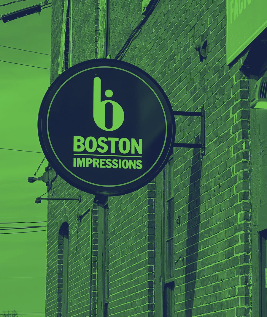 The Boston Impressions sign at 100 Factory Street